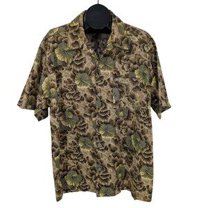 Vintage Quiksilver Hawaiian Button Up Shirt Men Size L Hibiscus Surfer Tropical